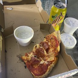 Slice of pepperoni pizza