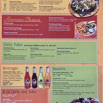 Fiesta Grill - a menu for a mexican restaurant - Mexican Near Me - Ennis, Texas
