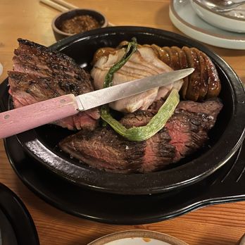 Jeju Restaurant - Ssam - 2 types of steak, pork, and sausage - Korean Near Me - Portland, Oregon Jeju Restaurant - Ssam - 2 types of steak, pork, and sausage - Korean Near Me - Portland, Oregon