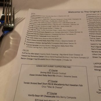 Roy's Hawaii Kai - Menu - Hawaiian Near Me - Honolulu, Hawaii Roy's Hawaii Kai - Menu - Hawaiian Near Me - Honolulu, Hawaii