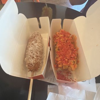 Two Hands Fresh Corn Dogs - Original and potato cheese dog - Korean Near Me - San Diego, California Two Hands Fresh Corn Dogs - Original and potato cheese dog - Korean Near Me - San Diego, California