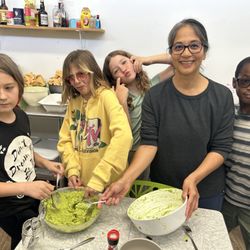 The Open School - Our School Lunch Committee making guacamole for tacos to serve to the school