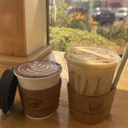 Outpost Coffee - Winter Menu! Ube-Ube (left), Outpost Brulee (right)