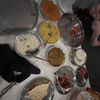 Darbar India - Chicken maharaja, Gobi 65, dal, eggplant bhartha, garlic naan - Indian Near Me - Branford, Connecticut