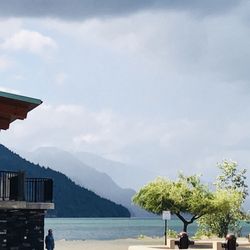 Harrison lake - Public washrooms and the lake in the distance