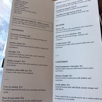 Cascina Spinasse - Dinner menu 7/1/17 - Italian Near Me - Seattle, Washington