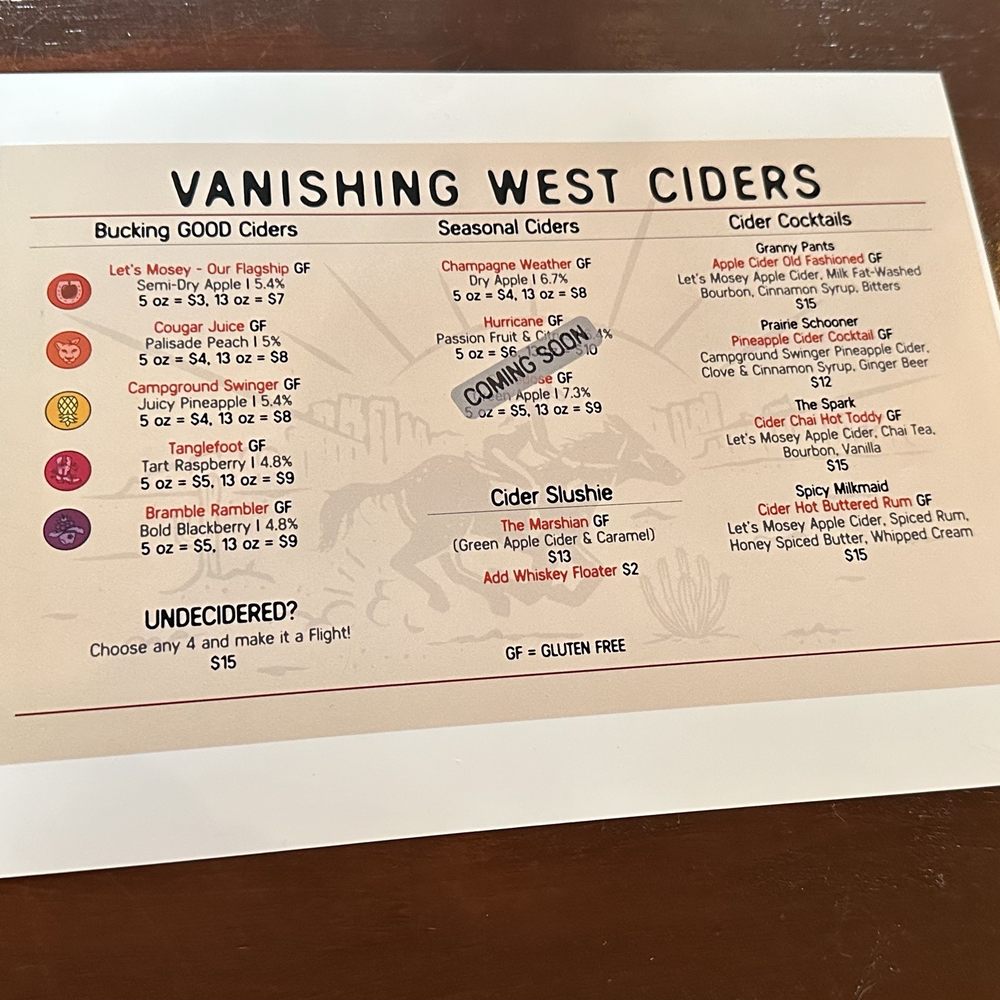 Vanishing West Ciders - Cider Menu - Cideries Near Me - Aurora, Colorado Vanishing West Ciders - Cider Menu - Cideries Near Me - Aurora, Colorado