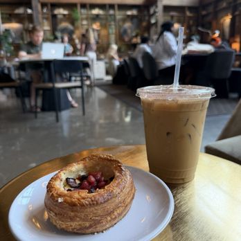 Backstory Coffee Roasters - Iced coconut cream latte and rhubarb  pomegranate pastry- both were delicious!!! - Coffee & Tea Near Me - Minneapolis, Minnesota