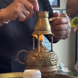 Nawal's Mediterranean Grille - Turkish coffee made right at the table in front of us!