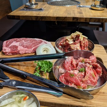 Sizzle Korean Barbeque - Part of the Beef Combo (rib eye, marinated thinly sliced beef, marinated short rib) - Korean Near Me - Phoenix, Arizona Sizzle Korean Barbeque - Part of the Beef Combo (rib eye, marinated thinly sliced beef, marinated short rib) - Korean Near Me - Phoenix, Arizona