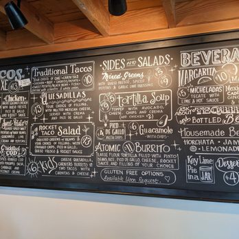 Rocket Taco - a menu on a blackboard - Tacos Near Me - Freeland, Washington
