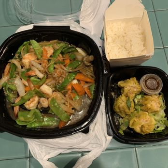 Ocha Thai Restaurant - Stir Fry Ginger Shrimp, Shau Mai, rice - Thai Near Me - Candler, North Carolina