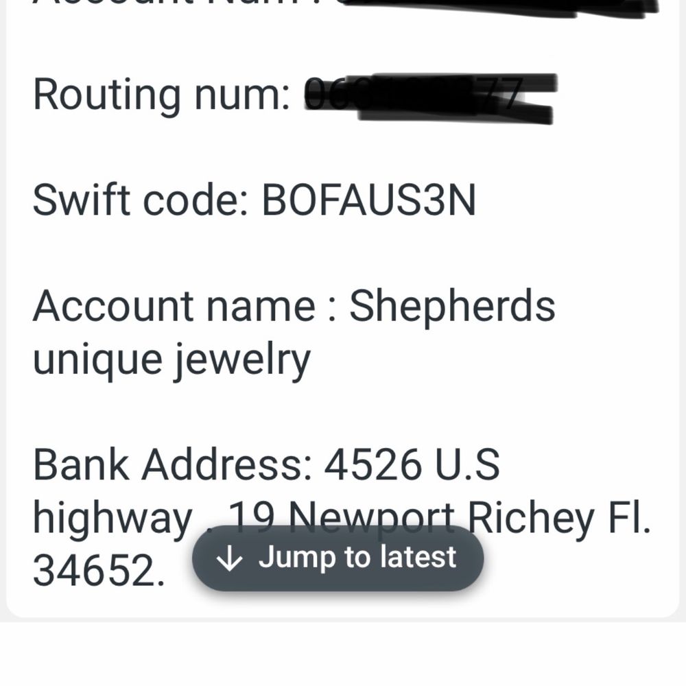 Shepherd Jewelry - Proof of the transfer information - Jewelry Near Me - Sarasota, Florida