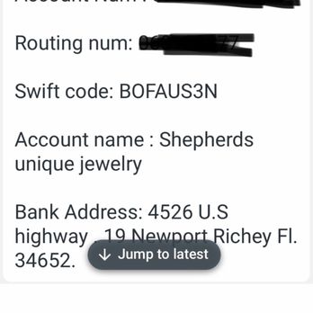Shepherd Jewelry - Proof of the transfer information - Jewelry Near Me - Sarasota, Florida