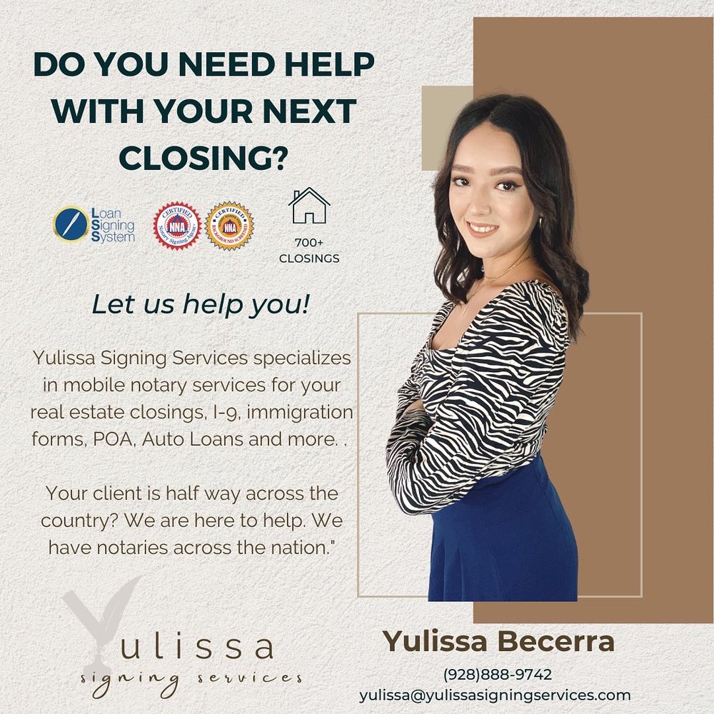 YULISSA SIGNING SERVICES Updated October 2024 Request a Quote 850
