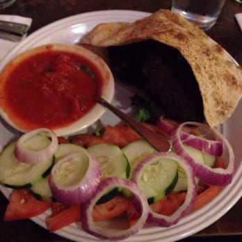 Sammy T's - Black bean cakes (vegan) in pita bread, with veggies and salsa - American Near Me - Fredericksburg, Virginia
