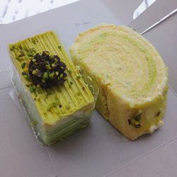 Adonis - Rubbery and stale pistachio swiss roll and pistachio cake