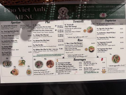 Menu photo 1 Pho Viet Anh Sacramento, CA Menu photo 1 Pho Viet Anh Sacramento, CA