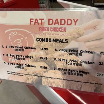 Fat Daddy - The menu price when they first open - Fast Food Near Me - West Covina, California