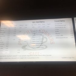 Peachy Corners Cafe - Coffee & organic tea menu, and snack menu
