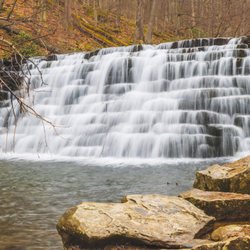 Laurel Hill State Park - Three pic panorama of the Jones Mill Dam on this cloudy, rainy afternoon.