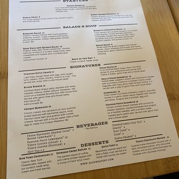 Bloom - Menu 12/17/23 - American Near Me - Santa Clara, California