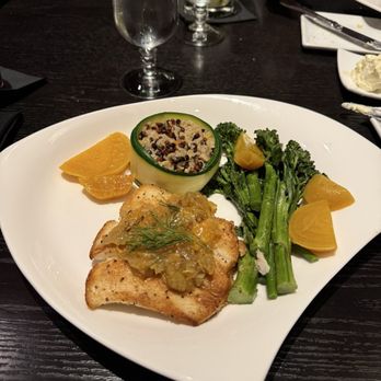 Blackfish - Halibut with beets, broccolini, and rice - meh - Seafood Near Me - Tulalip, Washington
