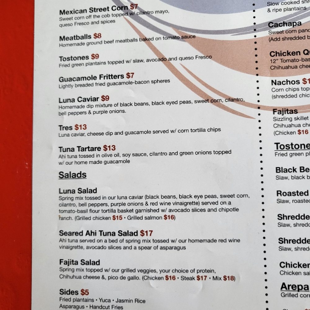 Luna Latin Cuisine - menu 1 - Latin American Near Me - Birmingham, Alabama Luna Latin Cuisine - menu 1 - Latin American Near Me - Birmingham, Alabama