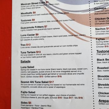Luna Latin Cuisine - menu 1 - Latin American Near Me - Birmingham, Alabama Luna Latin Cuisine - menu 1 - Latin American Near Me - Birmingham, Alabama
