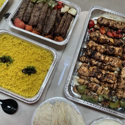 Golden Grill - 8 Beef Kabobs 2 Kafta Kabobs bulgur rice