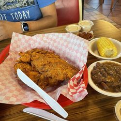 Sam's Southern Eatery - 3 chicken tenders, corn & red beans & rice