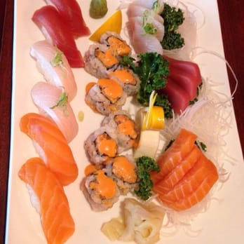 Umi Sushi - Sushi - sashimi combo with spicy salmon roll - Japanese Near Me - Fresh Meadows, New York Umi Sushi - Sushi - sashimi combo with spicy salmon roll - Japanese Near Me - Fresh Meadows, New York