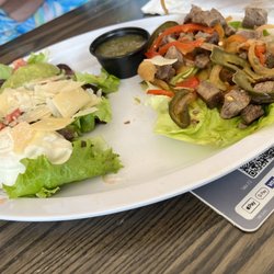 Anaheim Ducks Breakaway Bar & Grill - Steak Fajitas remade as came out cold, and added Parmesan cheese???