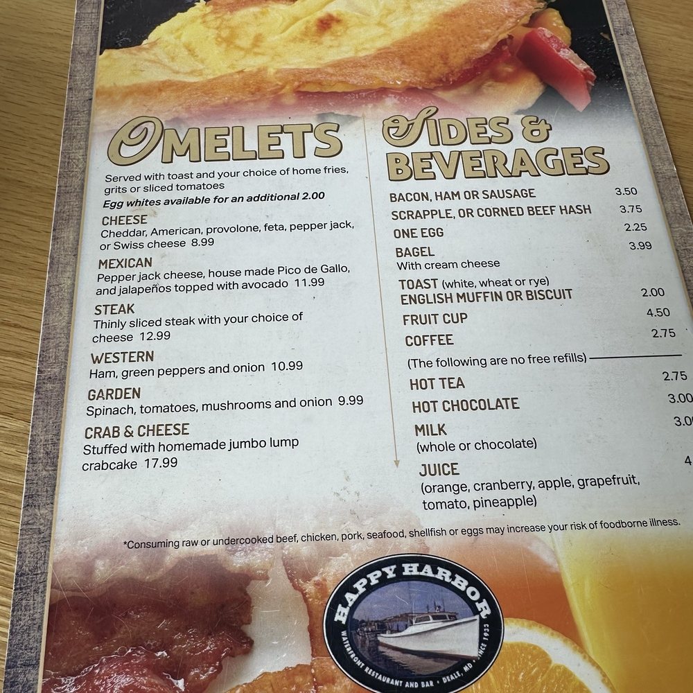 Breakfast menu Breakfast menu