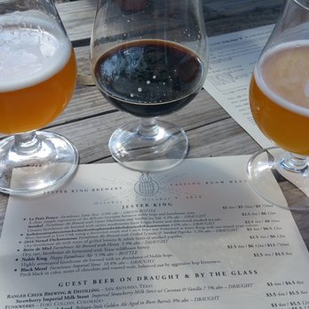 Jester King Brewery - Tasty options.  I had the Nobel King on the left. - Breweries Near Me - Austin, Texas