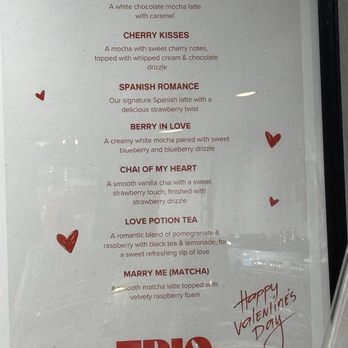 Trio Coffee House - Valentine's menu 2/25 - Coffee & Tea Near Me - Palmdale, California Trio Coffee House - Valentine's menu 2/25 - Coffee & Tea Near Me - Palmdale, California