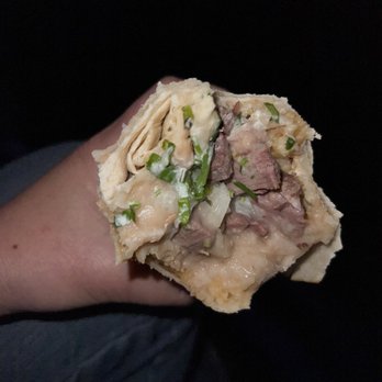 Mexican Burritos - inside a beef lingua burrito.  It's very mediocre - Mexican Near Me - Concord, California
