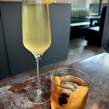 Frog & Slim - French 75 (cognac) for me, Old Fashioned for the mister - New American Near Me - Sacramento, California Frog & Slim - French 75 (cognac) for me, Old Fashioned for the mister - New American Near Me - Sacramento, California