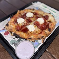 123 Farm - Spicy pepperoni pizza with ricotta cheese
