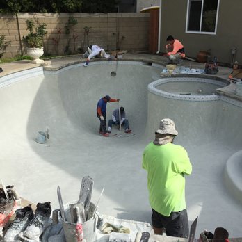 Blue Star Pools - The whole team in there resurfacing the pool. - Pool & Hot Tub Service Near Me - Newport Beach, California