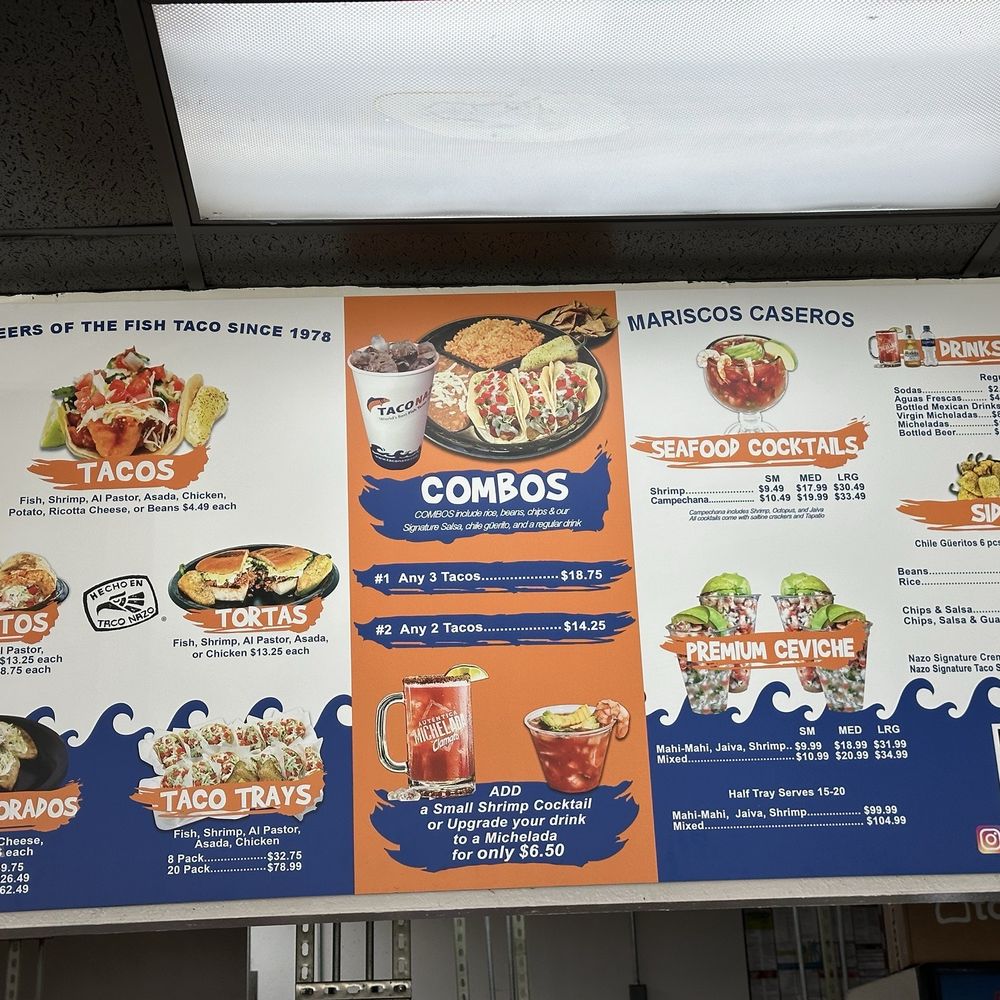 Taco Nazo - Menu board - Mexican Near Me - La Habra, California