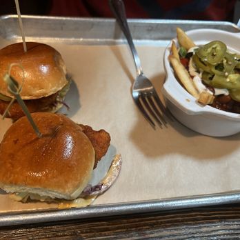 Lucky Luke Brewpub - Korean sliders with loaded fries - Breweries Near Me - Lancaster, California