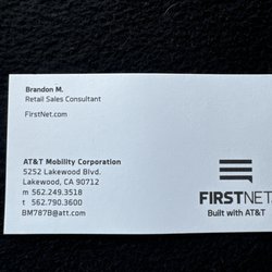 AT&T Store - Customer service representative card