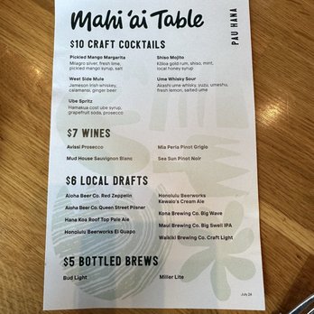 Mahi’ai Table - Cocktail Bars Near Me - Kapolei, Hawaii Mahi’ai Table - Cocktail Bars Near Me - Kapolei, Hawaii