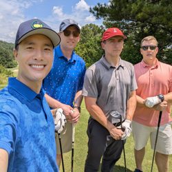The Golf Club at Bradshaw Farm - Back at Bradshaw. Group selfie on Red Hole No. 1 white tee box.