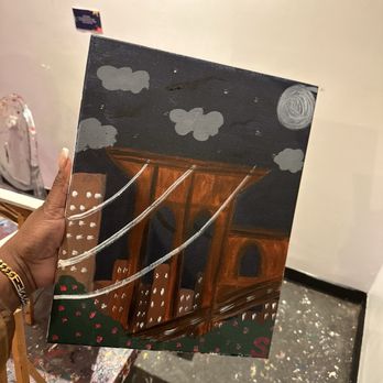 Paint N Pour - Bridge in the night - Paint & Sip Near Me - New York, New York