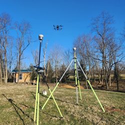 R J Fisher & Associates - GNSS base station and LiDAR drone on a leaf-off topographic survey in Central PA