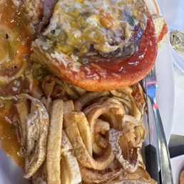 Open face chile burger Open face chile burger