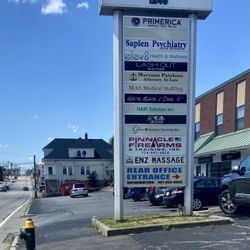 Front of building with sign