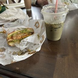 choco toffee matcha and vegan chorizo sandwich choco toffee matcha and vegan chorizo sandwich
